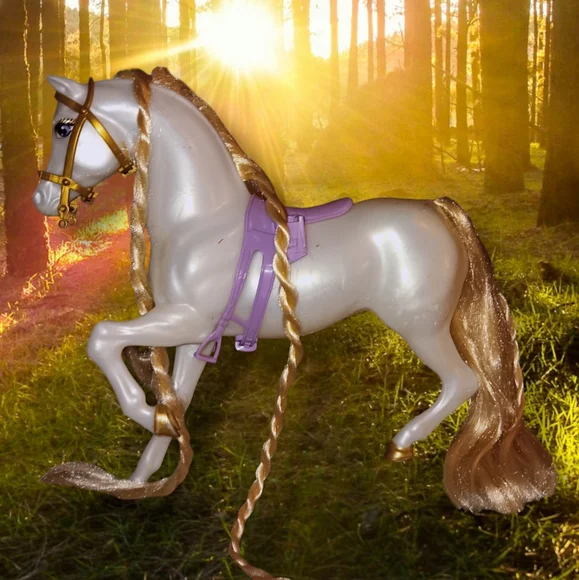 VINTAGE Y2K BARBIE PRINCESS RAPUNZEL WHITE HORSE - Picture 2 of 4